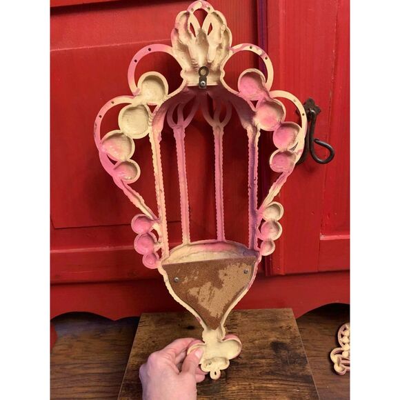 Vintage Pink Burwood Wall Pocket 1628 With 2 Matching Butterflies 2146 Boho READ - Picture 3 of 5